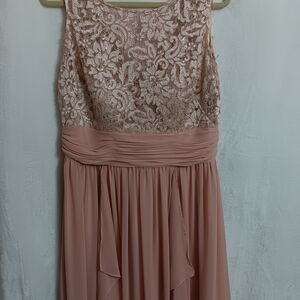 Eliza J Lace Bodice Chiffon Maxi Dress in Blush